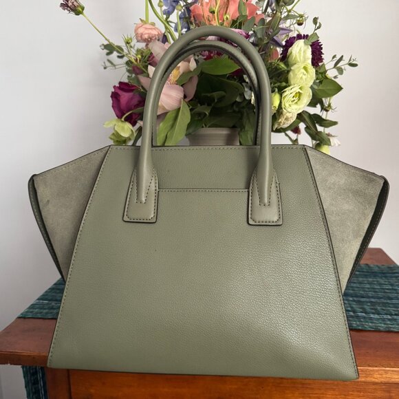 Michael Kors Satchel Bag Army Green Silver Tone Hardware - Picture 2 of 5